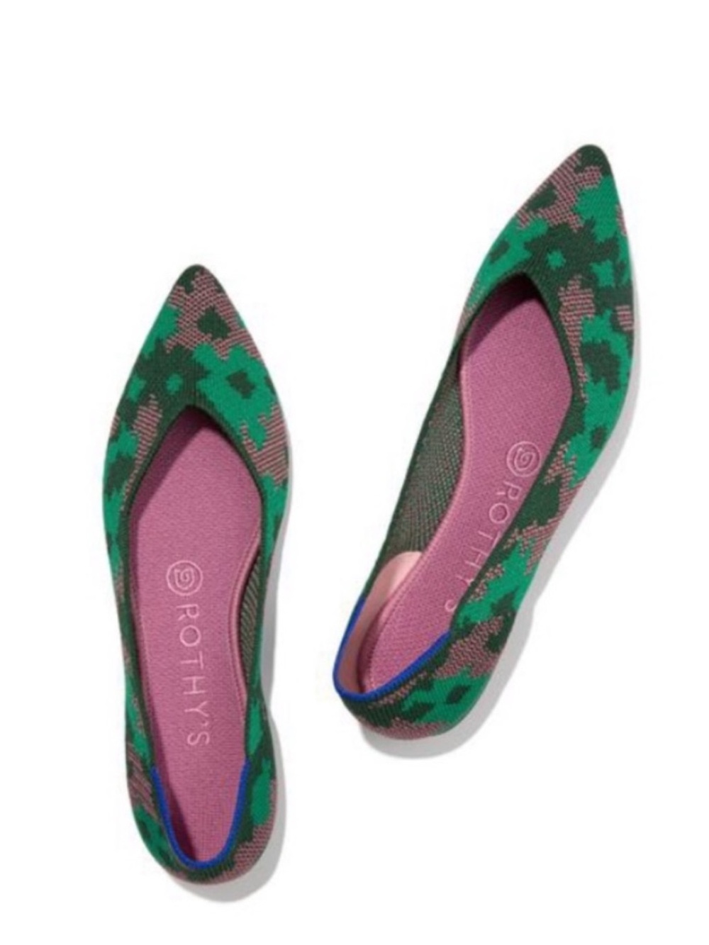 Rothy’s The Point knit Flats green botanicamo retired print size 9.5